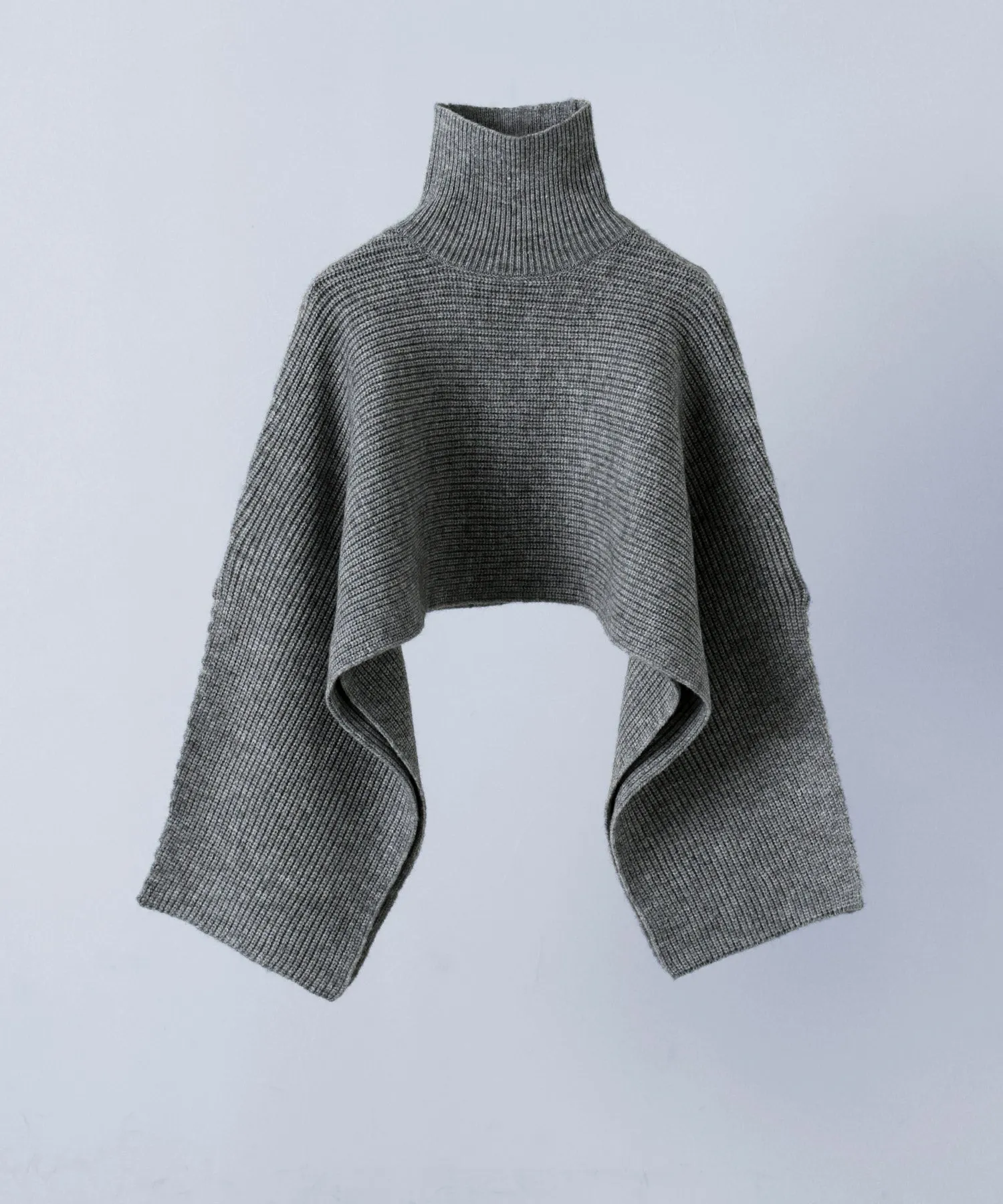 Alpaca touch turtleneck wide poncho