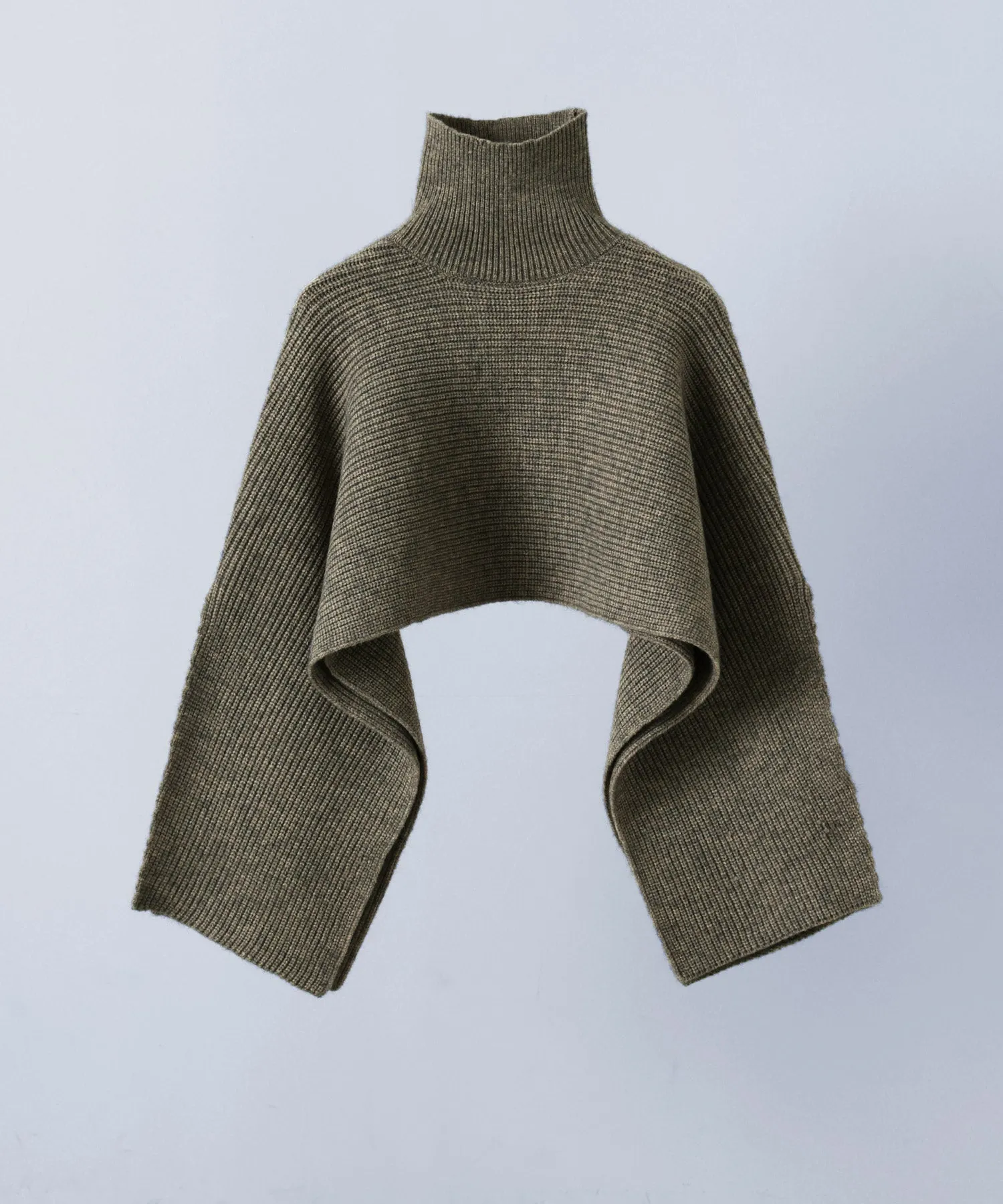 Alpaca touch turtleneck wide poncho