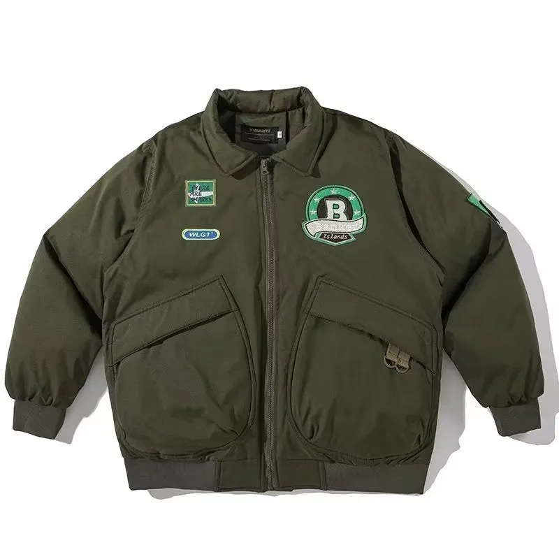American Baseball Cotton-padded Jacket Men's Winter Thickened Couple Coat