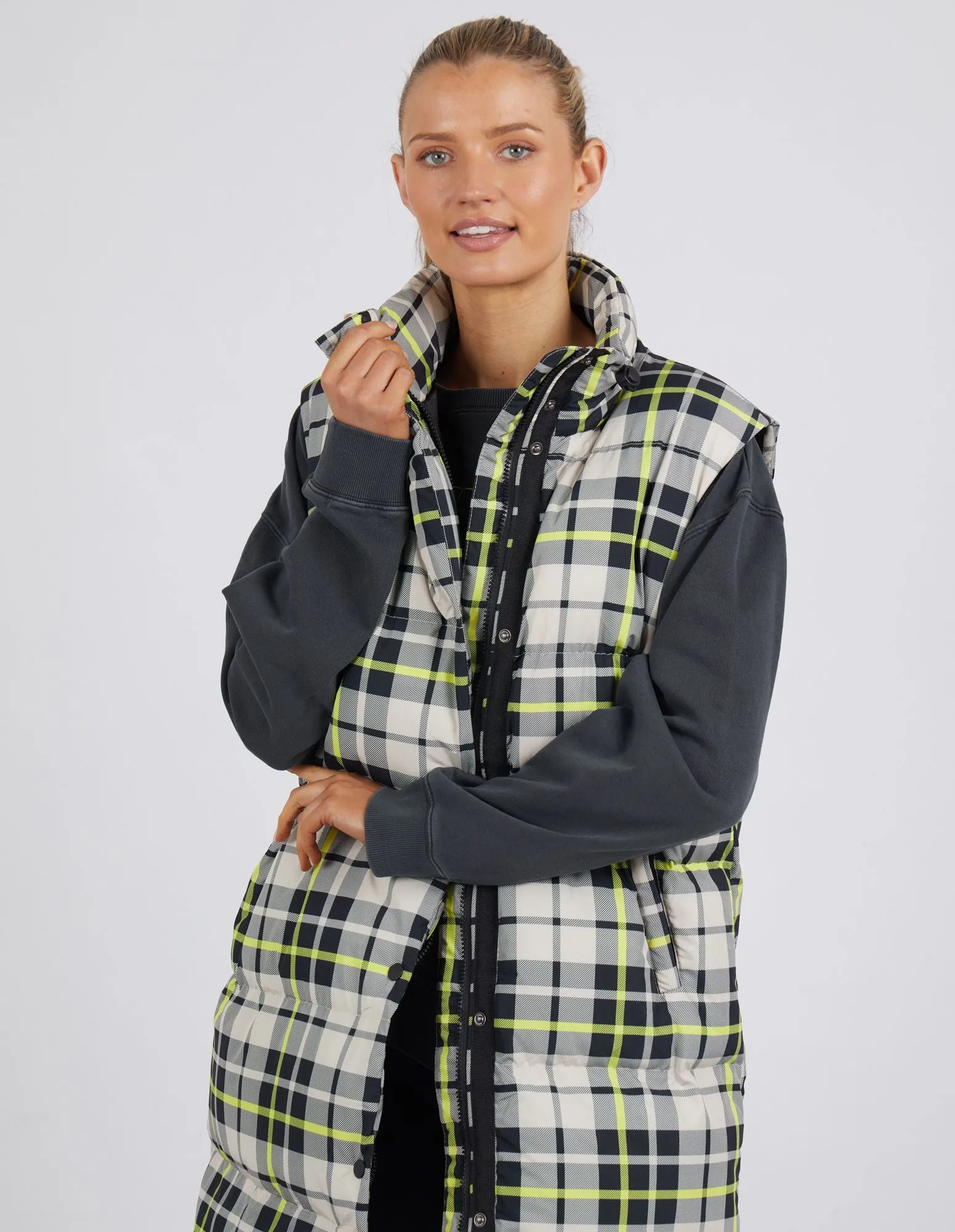 Check It Long Line Vest - Check