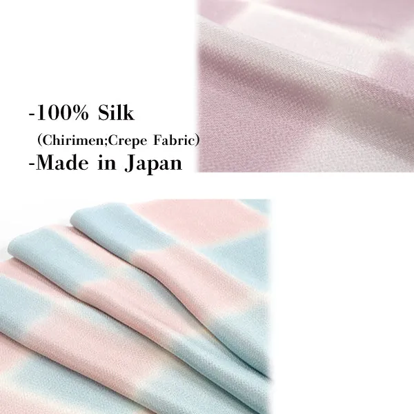 Chirimen Crepe Silk Obiage,Obi Bustle; Two-color checkered pattern