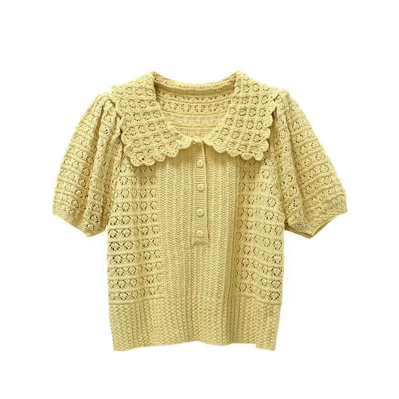 Gentle Hand Crocheting Hollow Knitted Short Sleeve