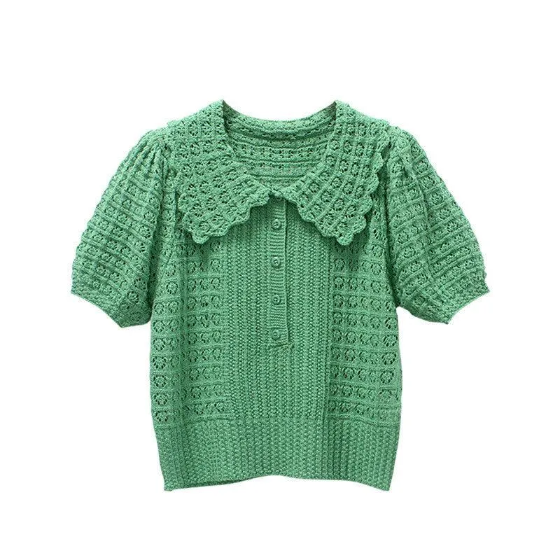 Gentle Hand Crocheting Hollow Knitted Short Sleeve