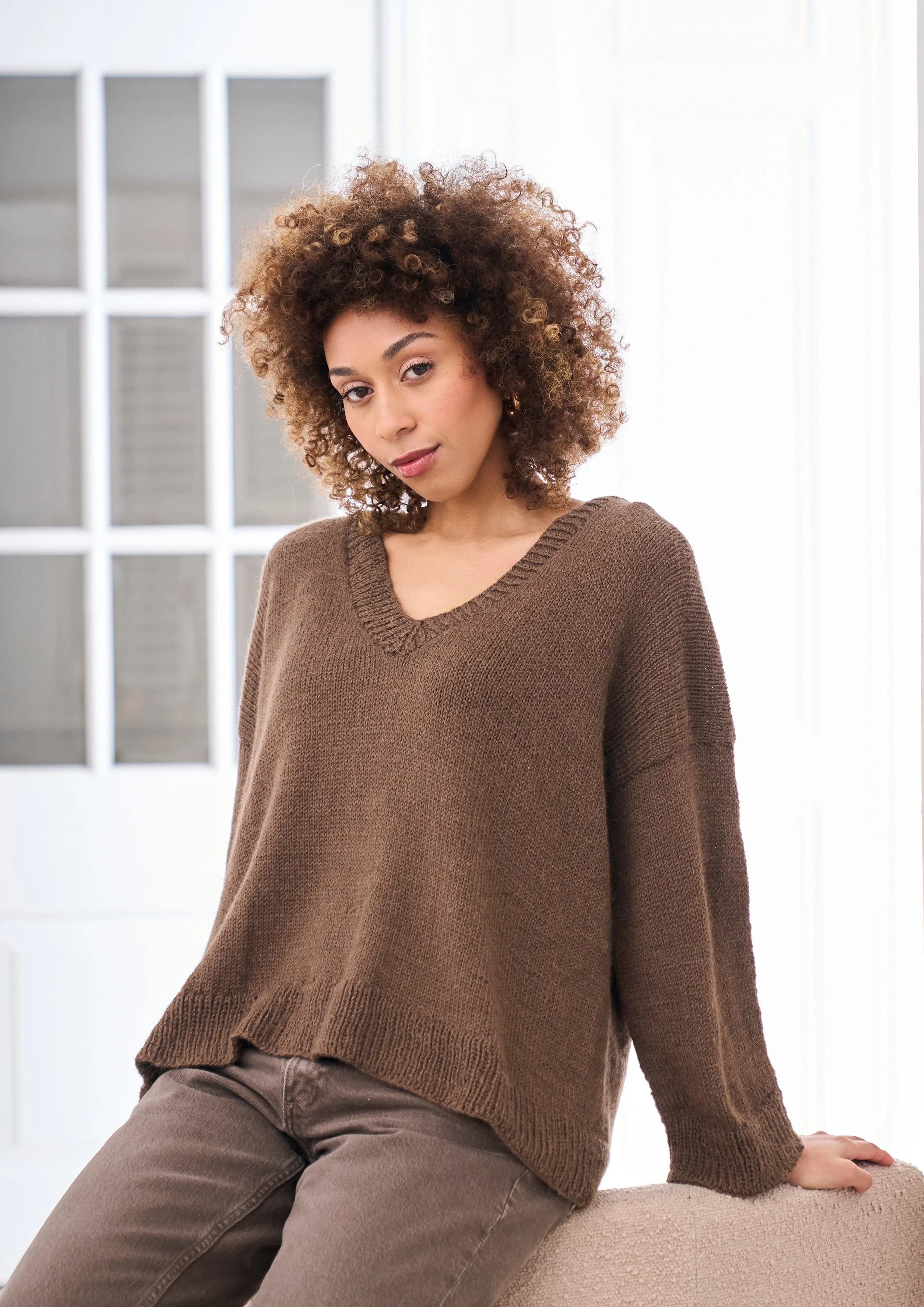 HEACHAM V-neck Sweater Kit in Alpaca Wool