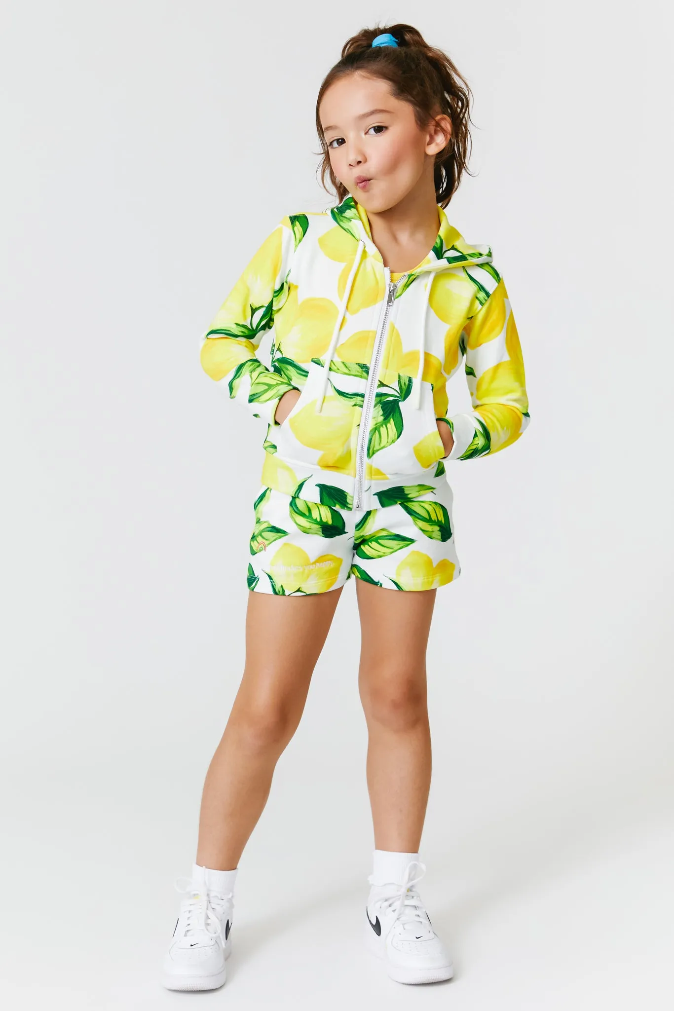 Kids Oversized Zip Hoodie in Lemon Spritz
