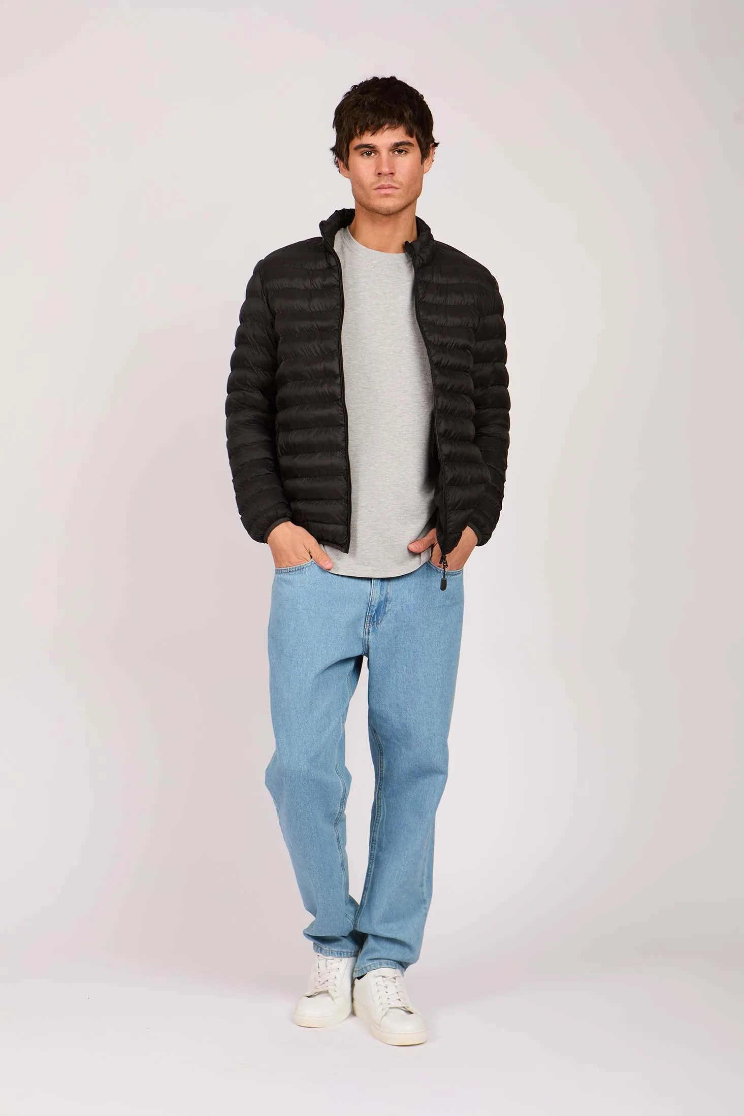 Men Basic Puffer Jacket Black