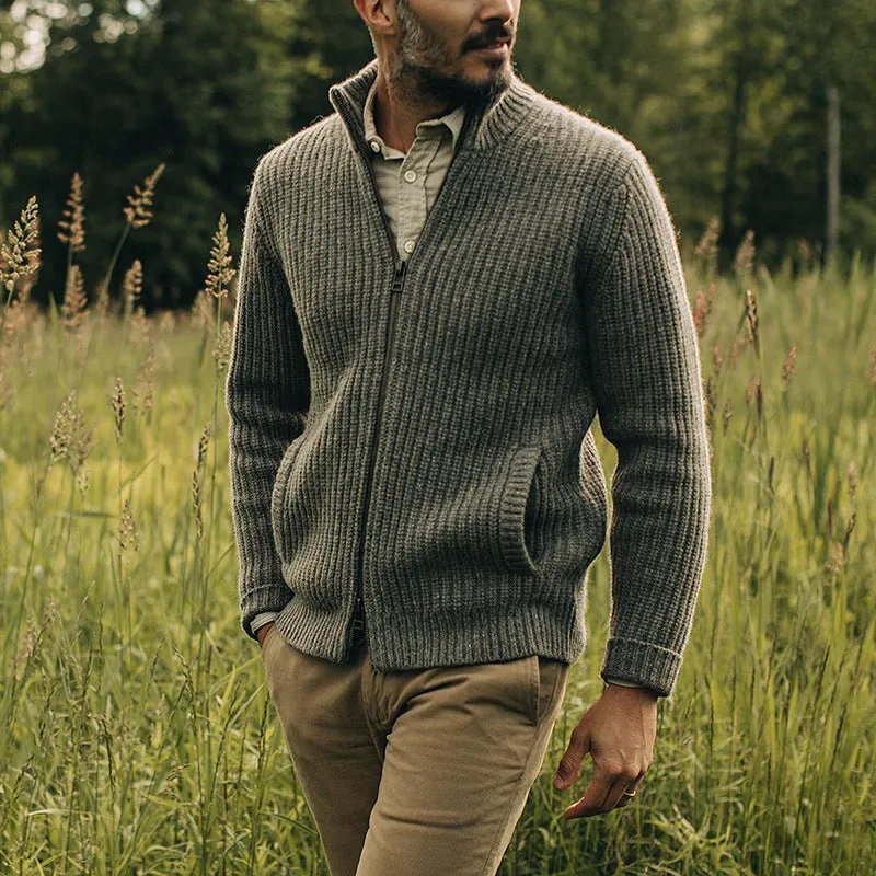 New European And American Woolen Sweater Coat Men's Retro Zipper Top