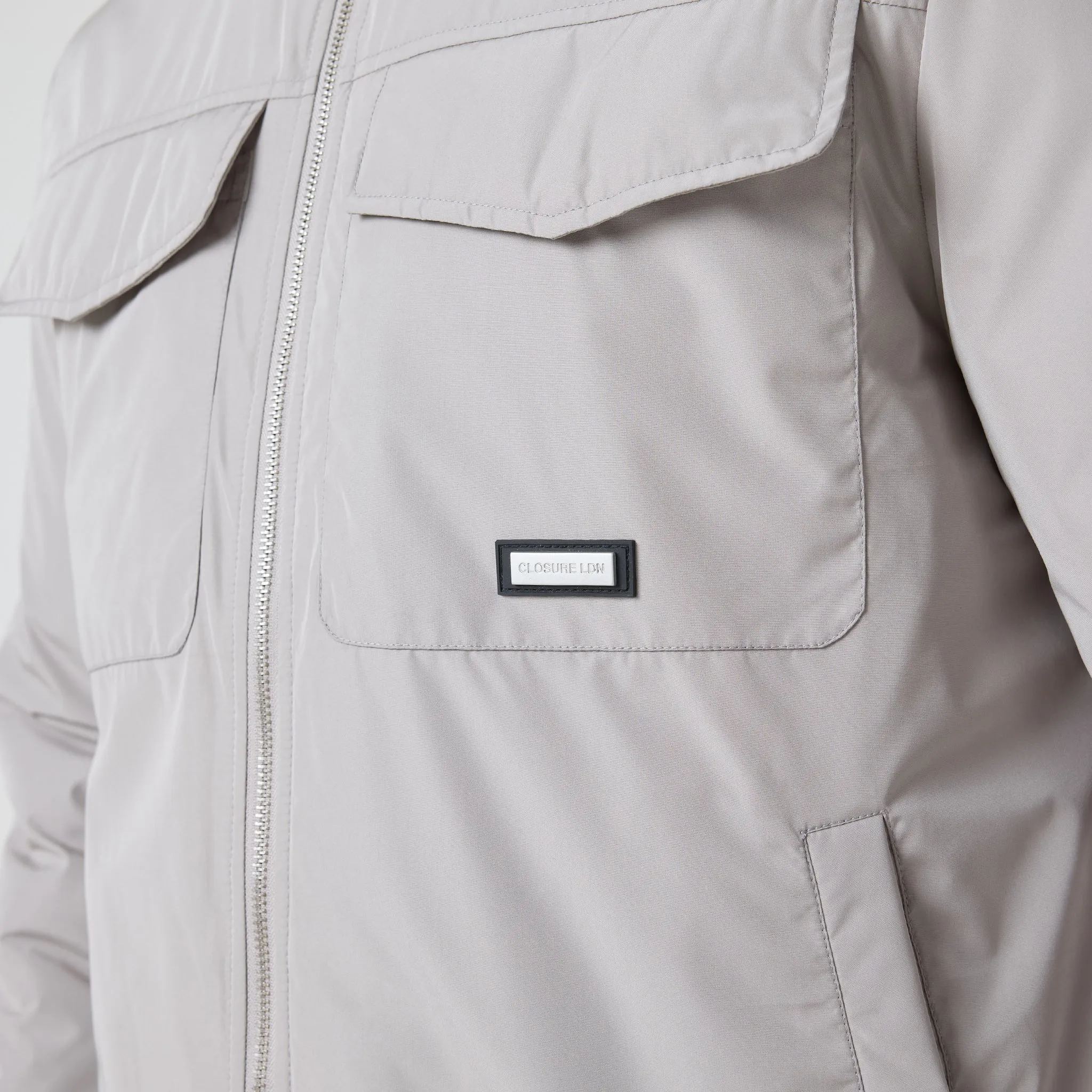 Padded Nylon Smart Jacket | Stone