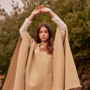 Poncho gorro lana y alpaca beige Baltazar