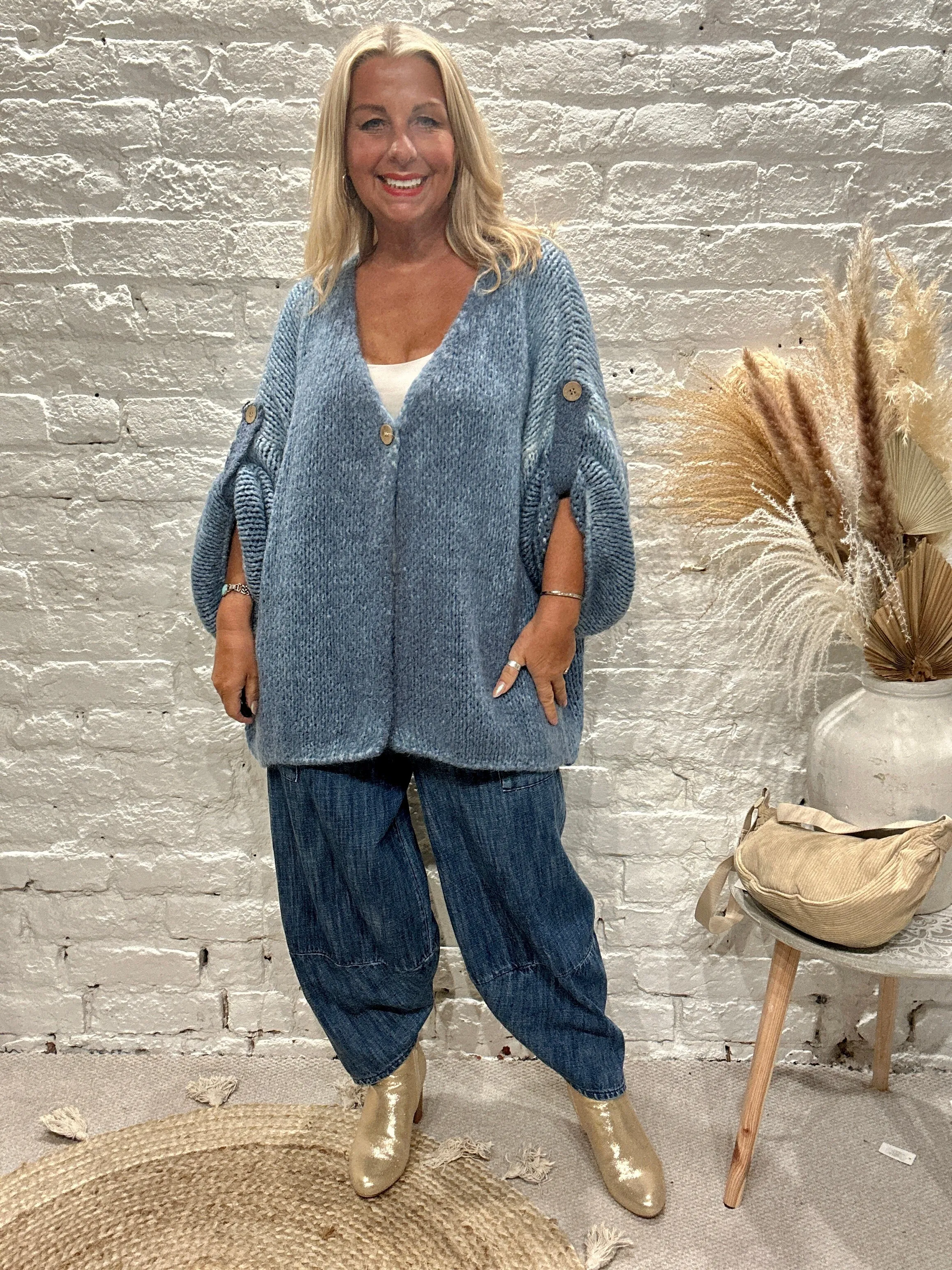 The Chunky Bliss Luxurious Mohair one Button Cardigan