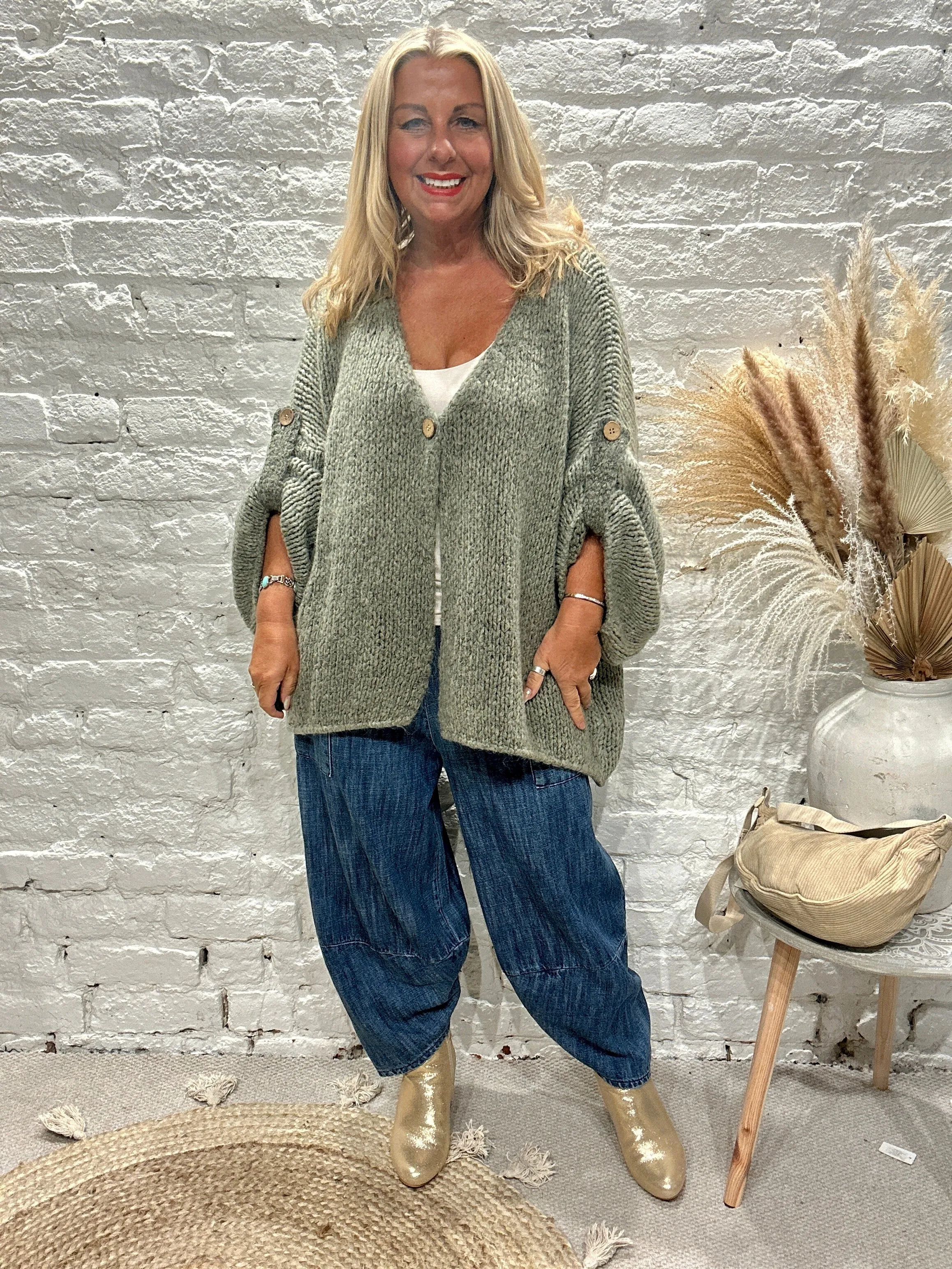 The Chunky Bliss Luxurious Mohair one Button Cardigan