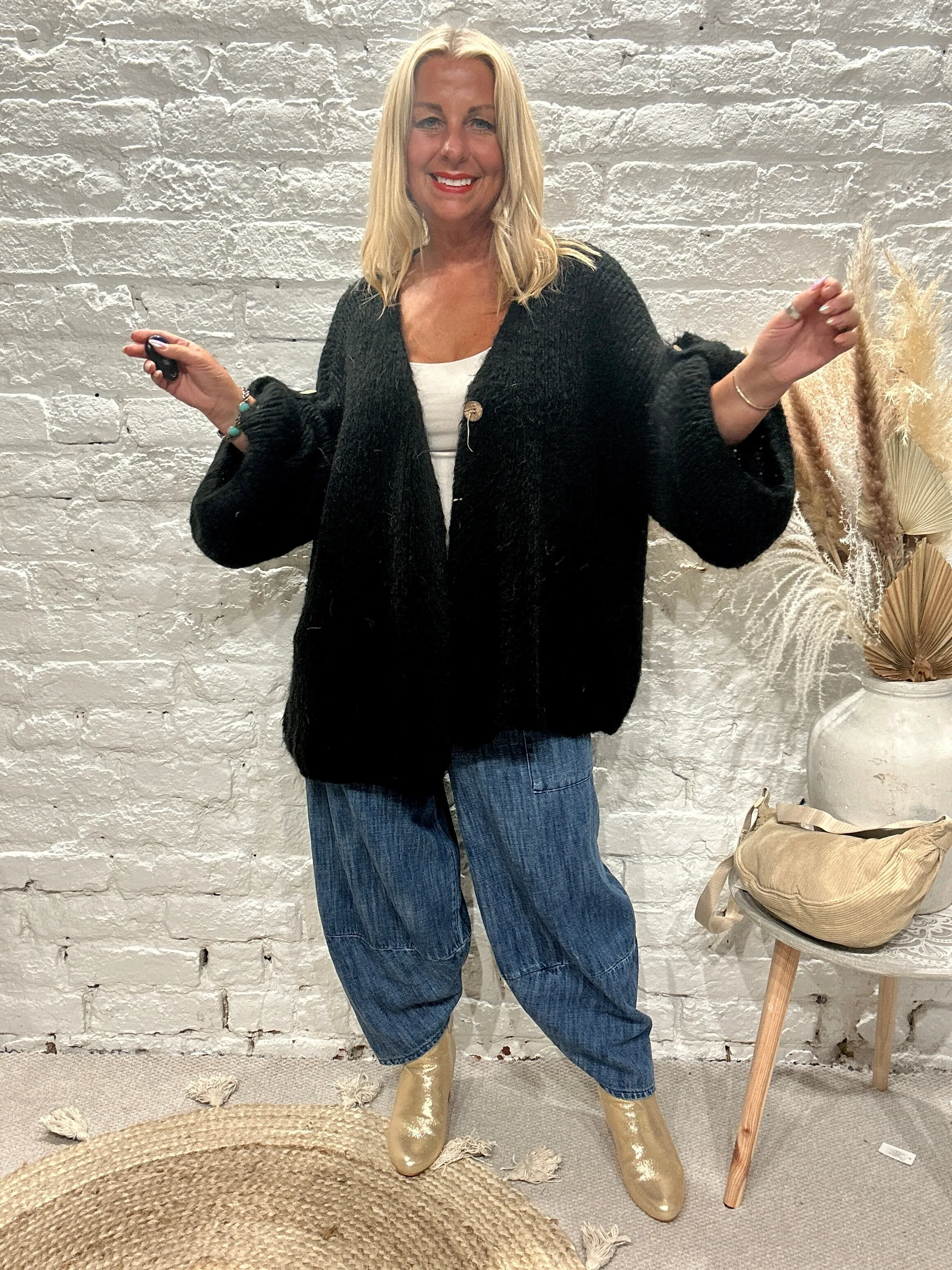 The Chunky Bliss Luxurious Mohair one Button Cardigan