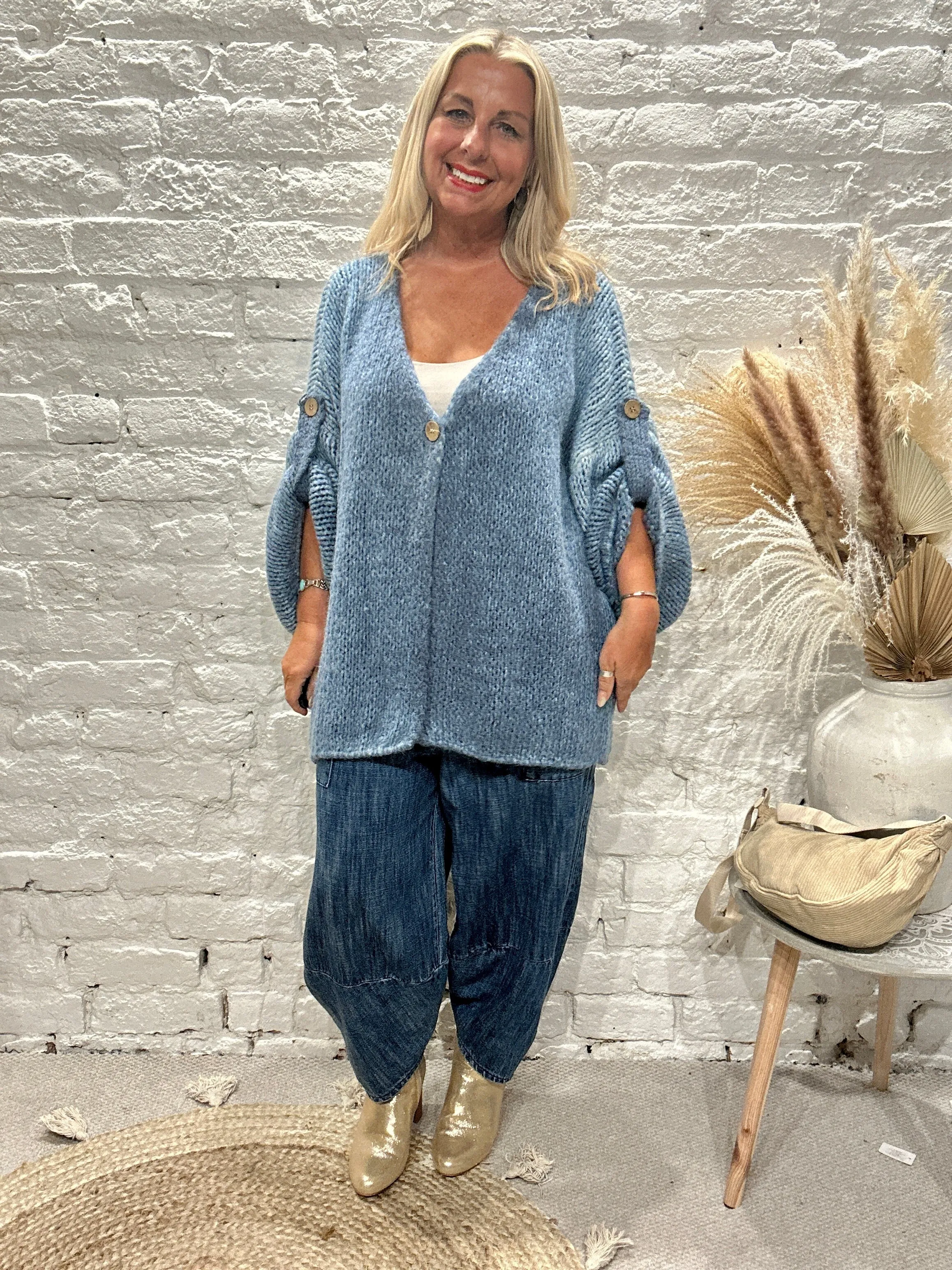 The Chunky Bliss Luxurious Mohair one Button Cardigan