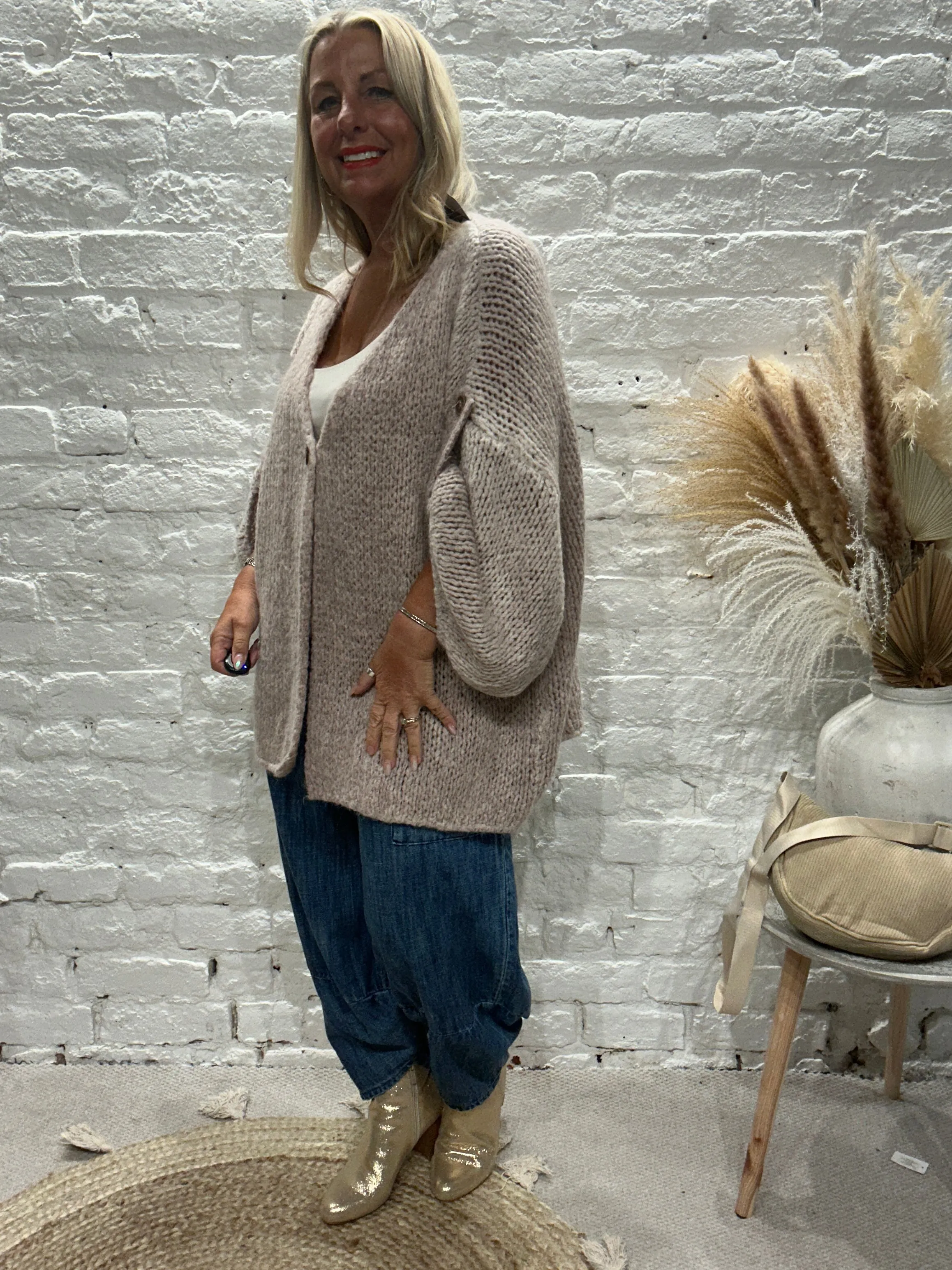 The Chunky Bliss Luxurious Mohair one Button Cardigan