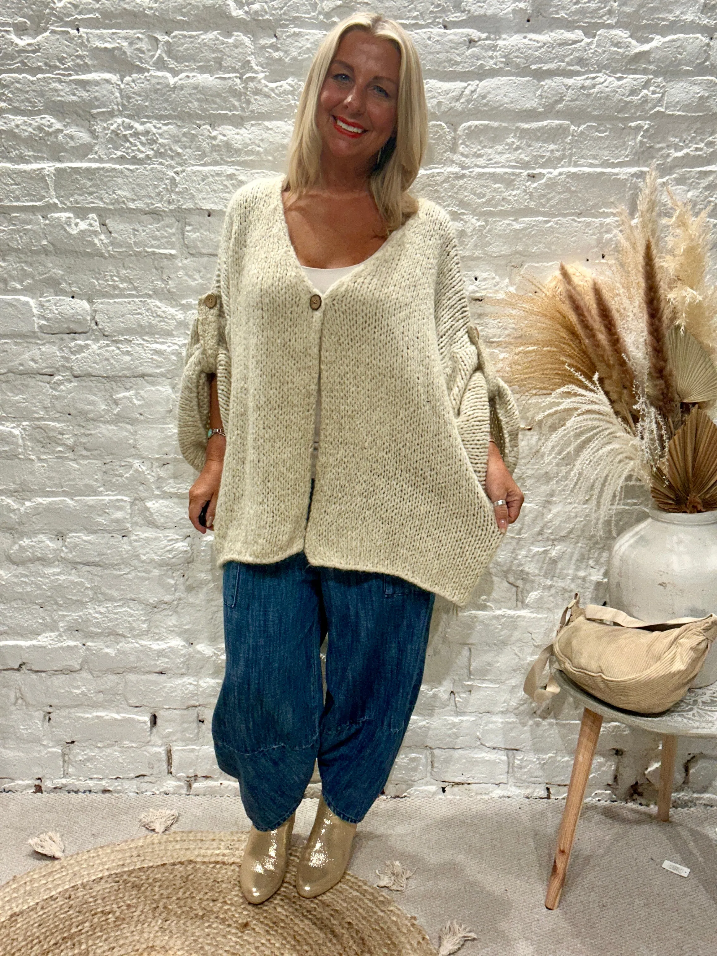 The Chunky Bliss Luxurious Mohair one Button Cardigan