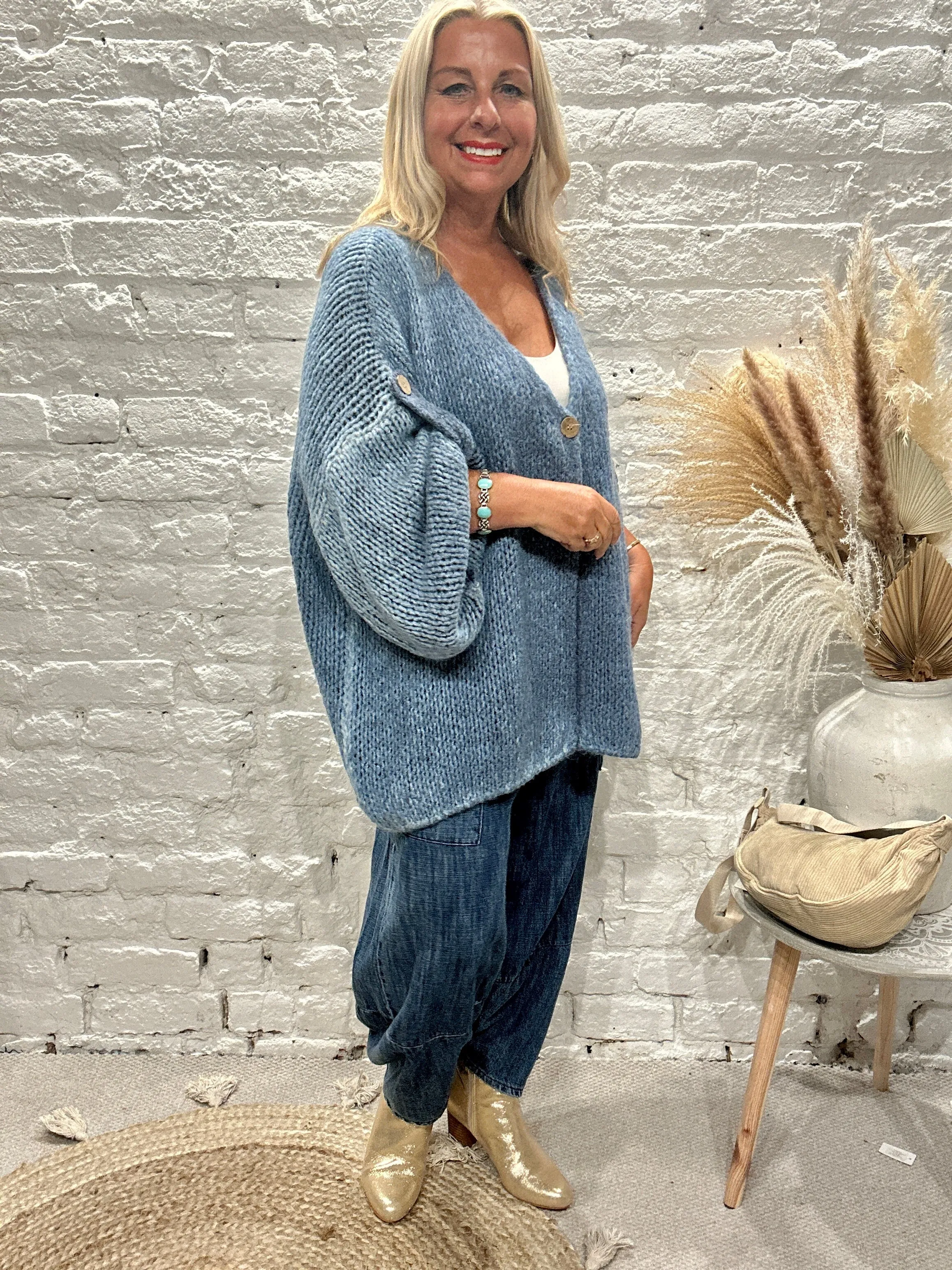 The Chunky Bliss Luxurious Mohair one Button Cardigan