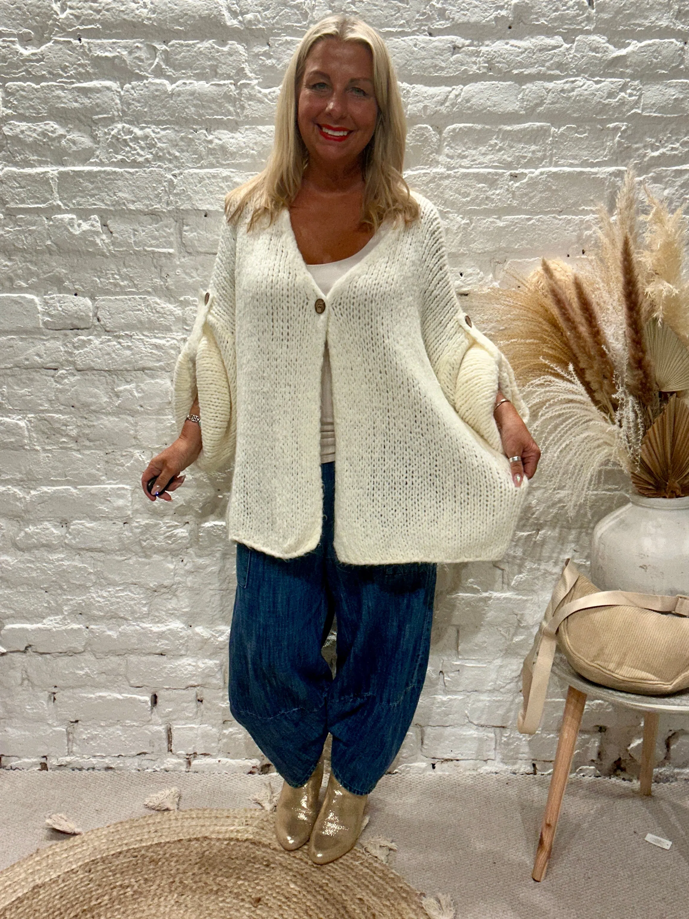 The Chunky Bliss Luxurious Mohair one Button Cardigan