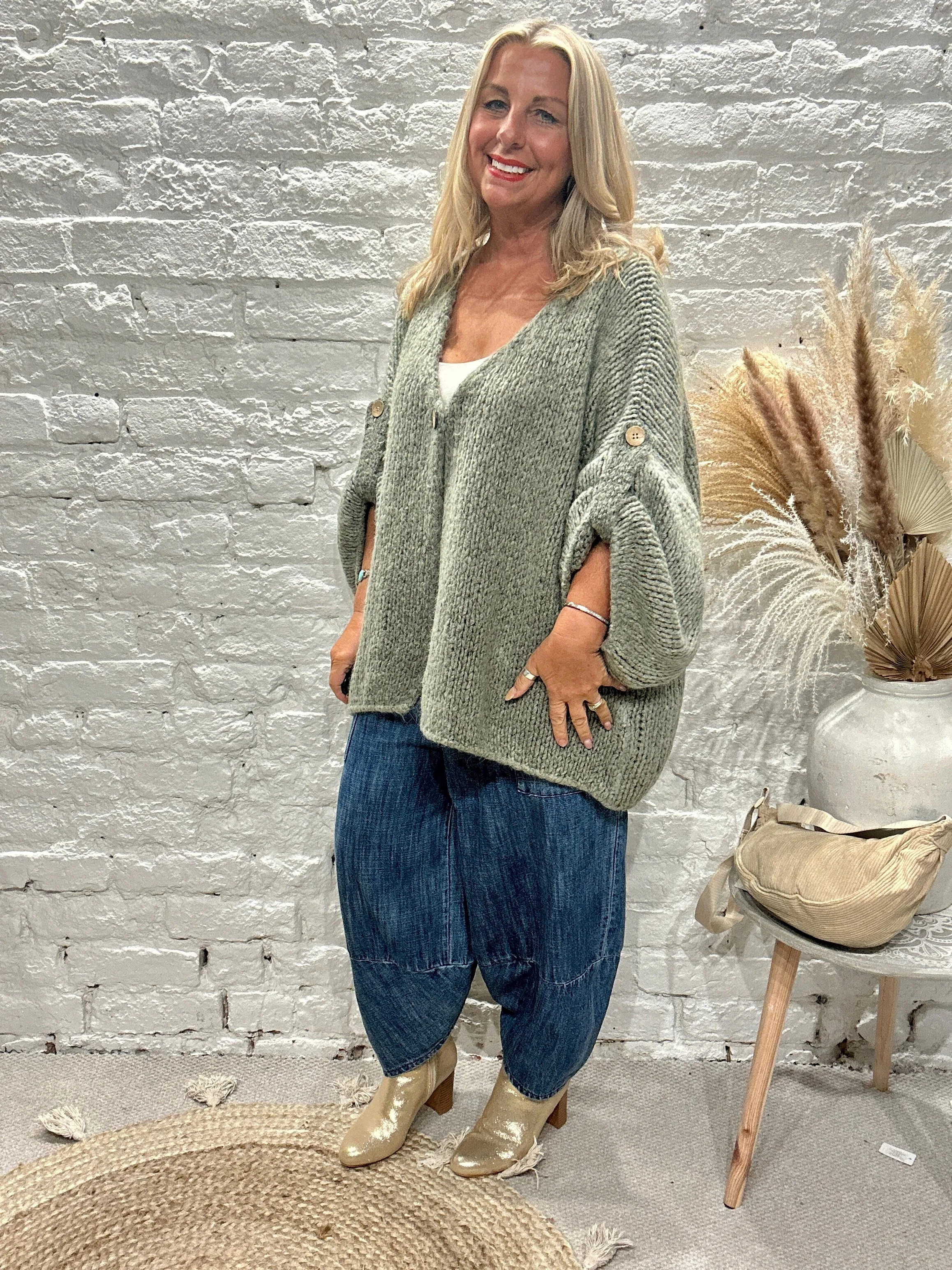 The Chunky Bliss Luxurious Mohair one Button Cardigan