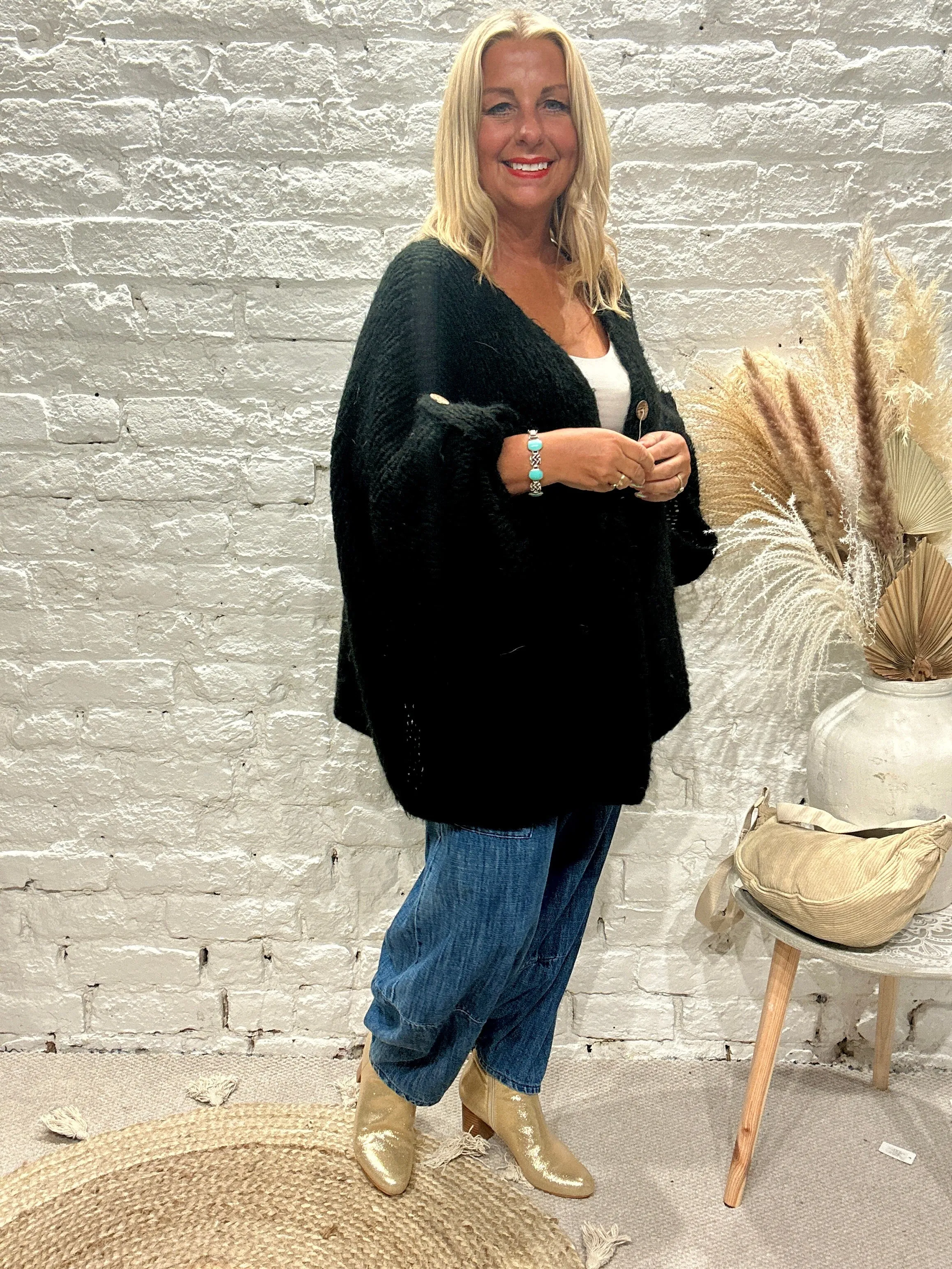 The Chunky Bliss Luxurious Mohair one Button Cardigan