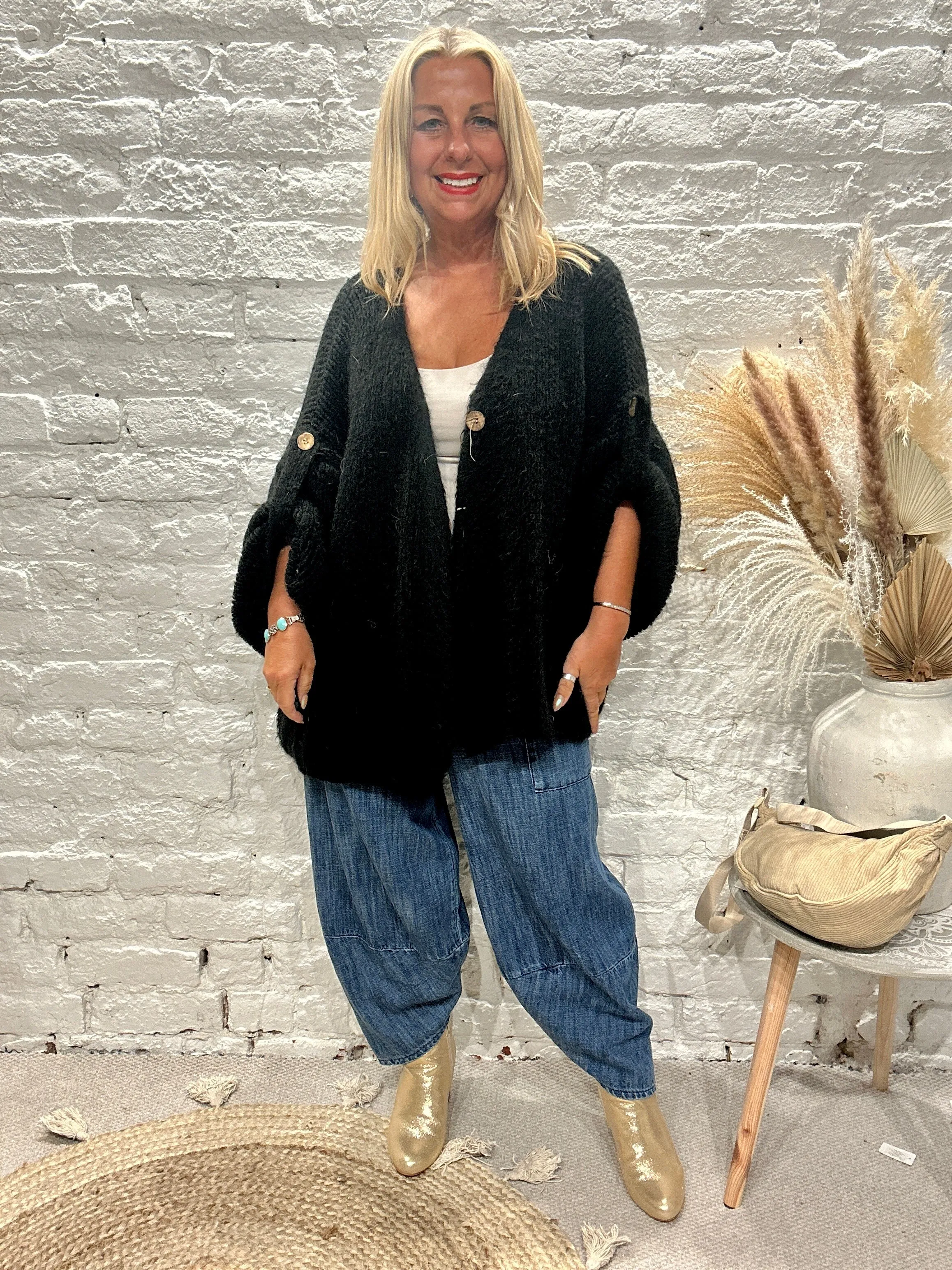 The Chunky Bliss Luxurious Mohair one Button Cardigan