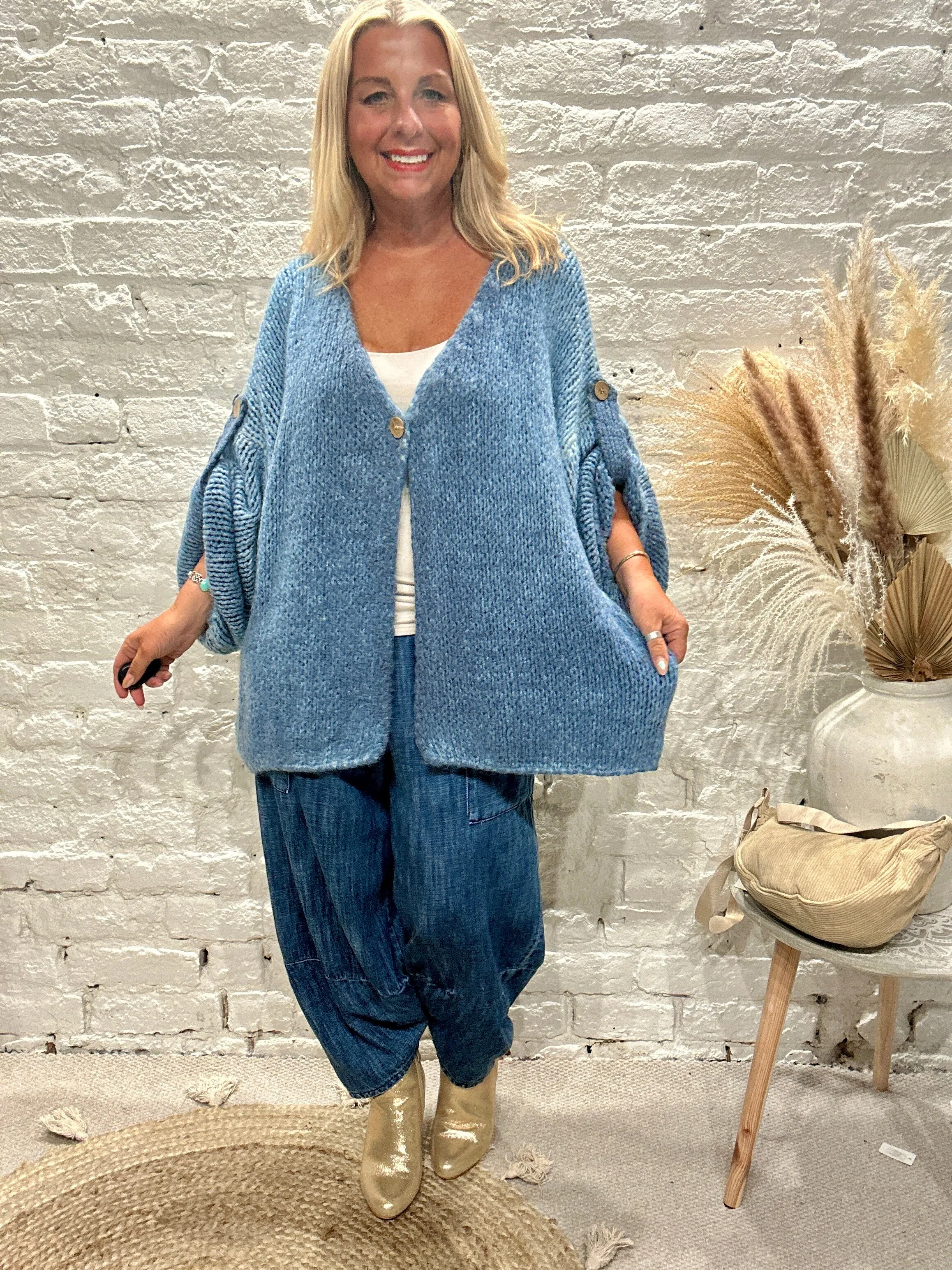 The Chunky Bliss Luxurious Mohair one Button Cardigan