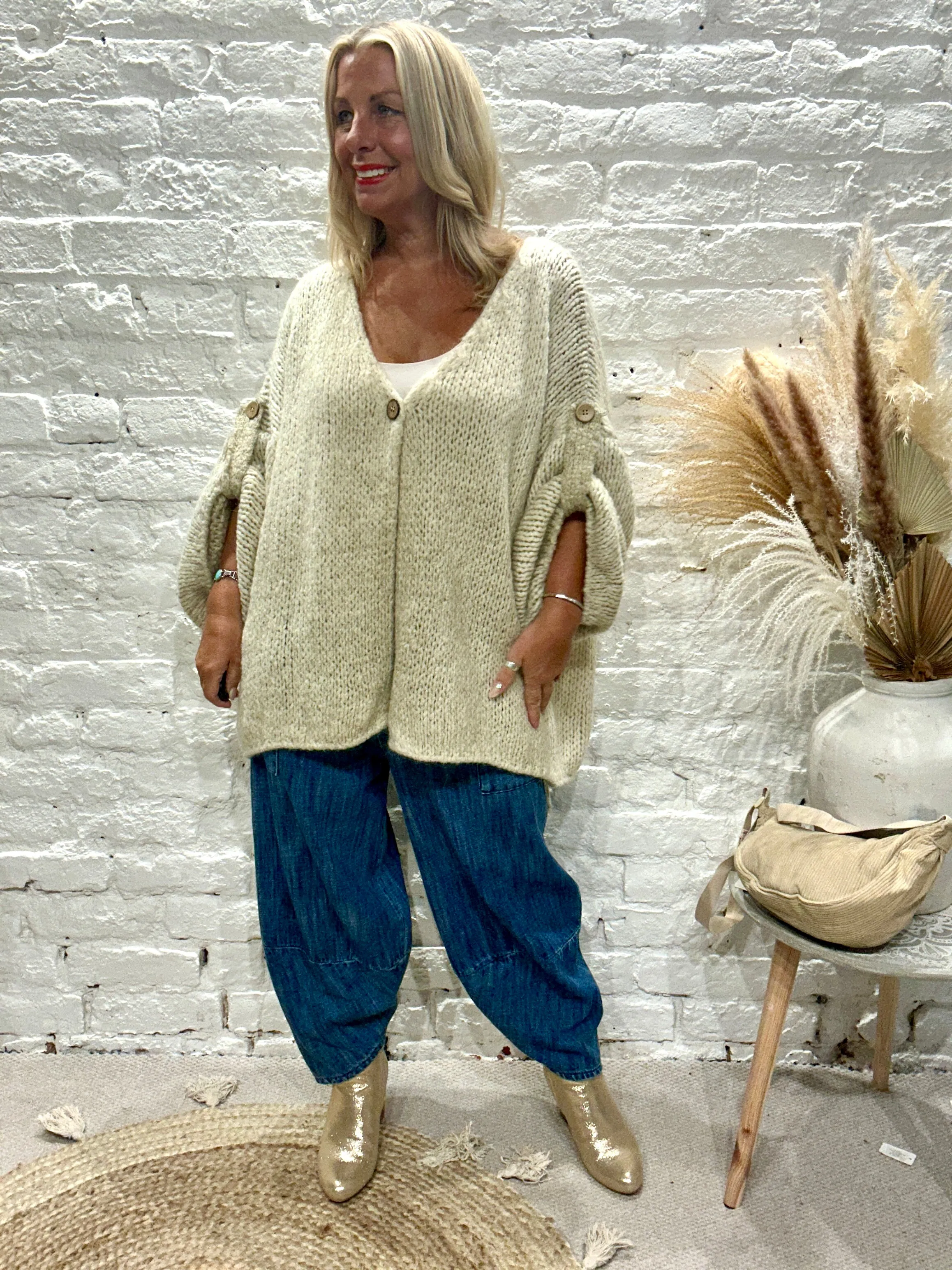 The Chunky Bliss Luxurious Mohair one Button Cardigan