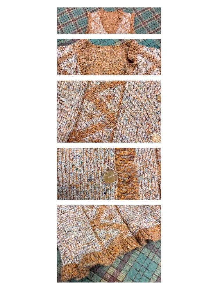 V-Neck Lace Woolen Cardigan Vest【s0000007114】