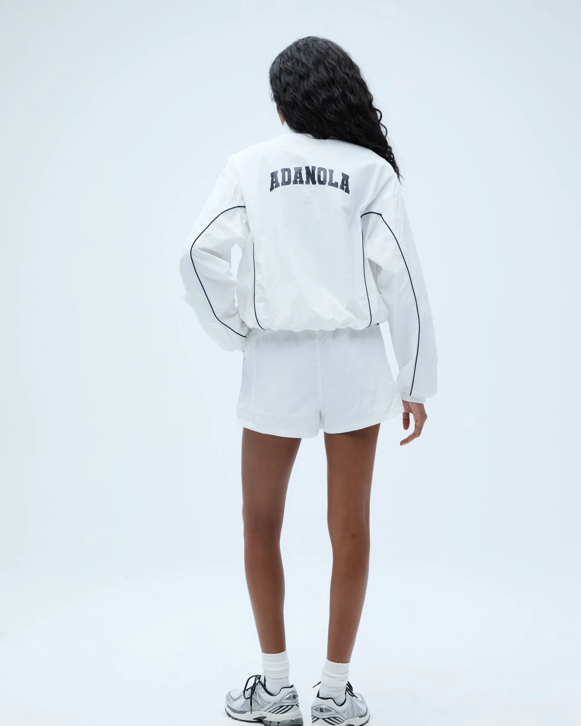 Varsity Track Short - White/Navy Blue
