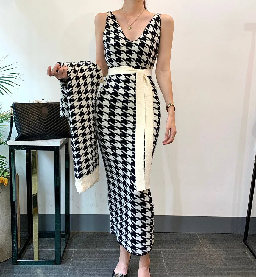 Veronica Luxury Woolen Dress with Long Cardigan