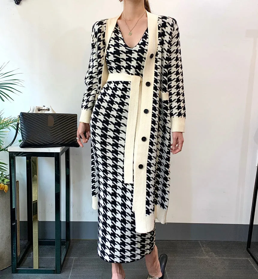 Veronica Luxury Woolen Dress with Long Cardigan