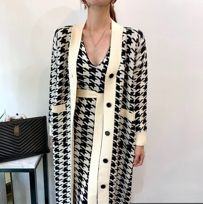 Veronica Luxury Woolen Dress with Long Cardigan