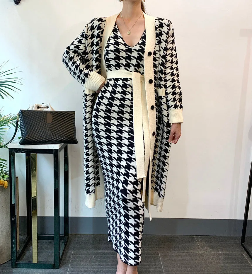 Veronica Luxury Woolen Dress with Long Cardigan