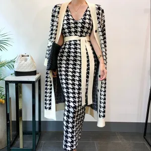 Veronica Luxury Woolen Dress with Long Cardigan
