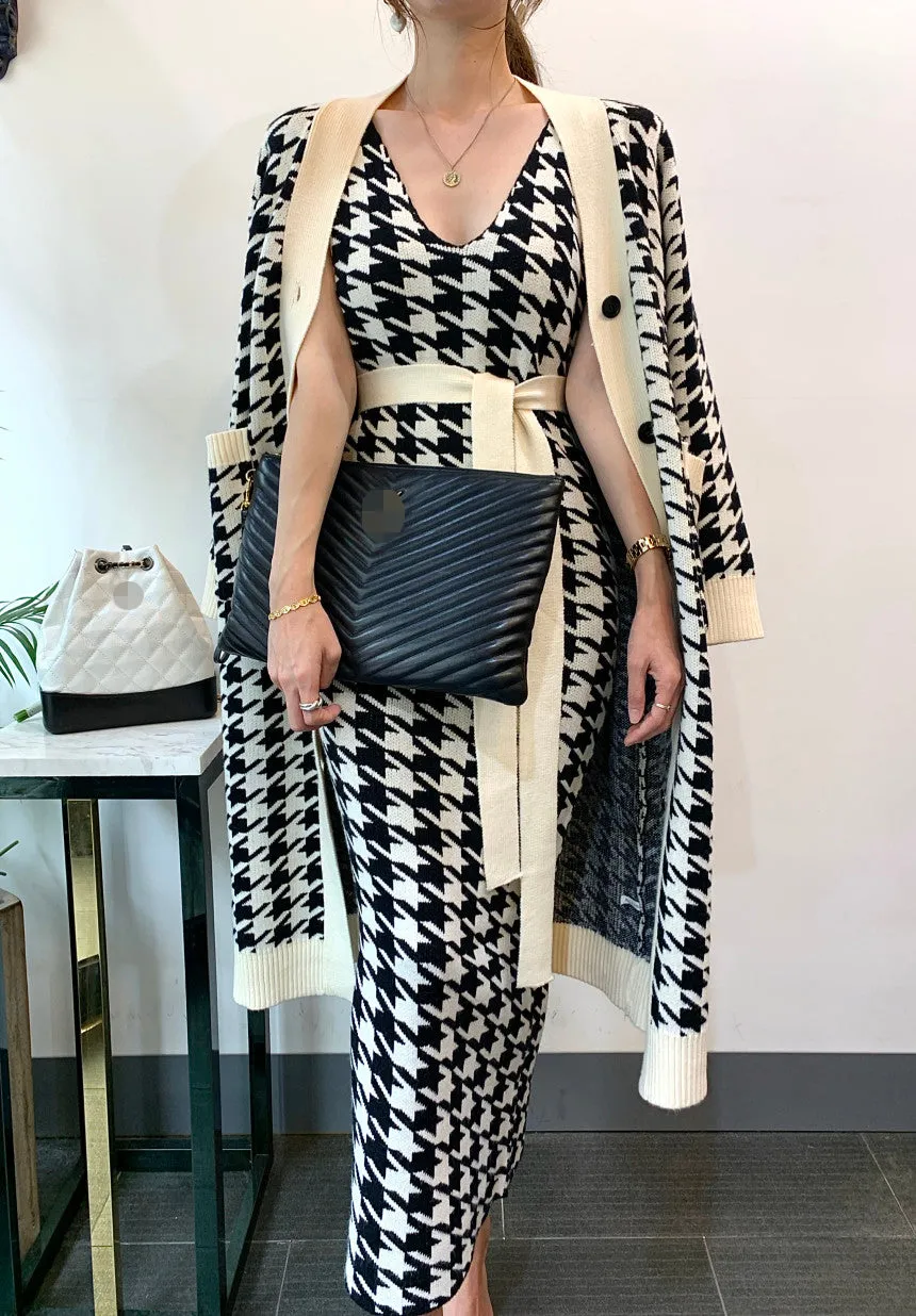 Veronica Luxury Woolen Dress with Long Cardigan