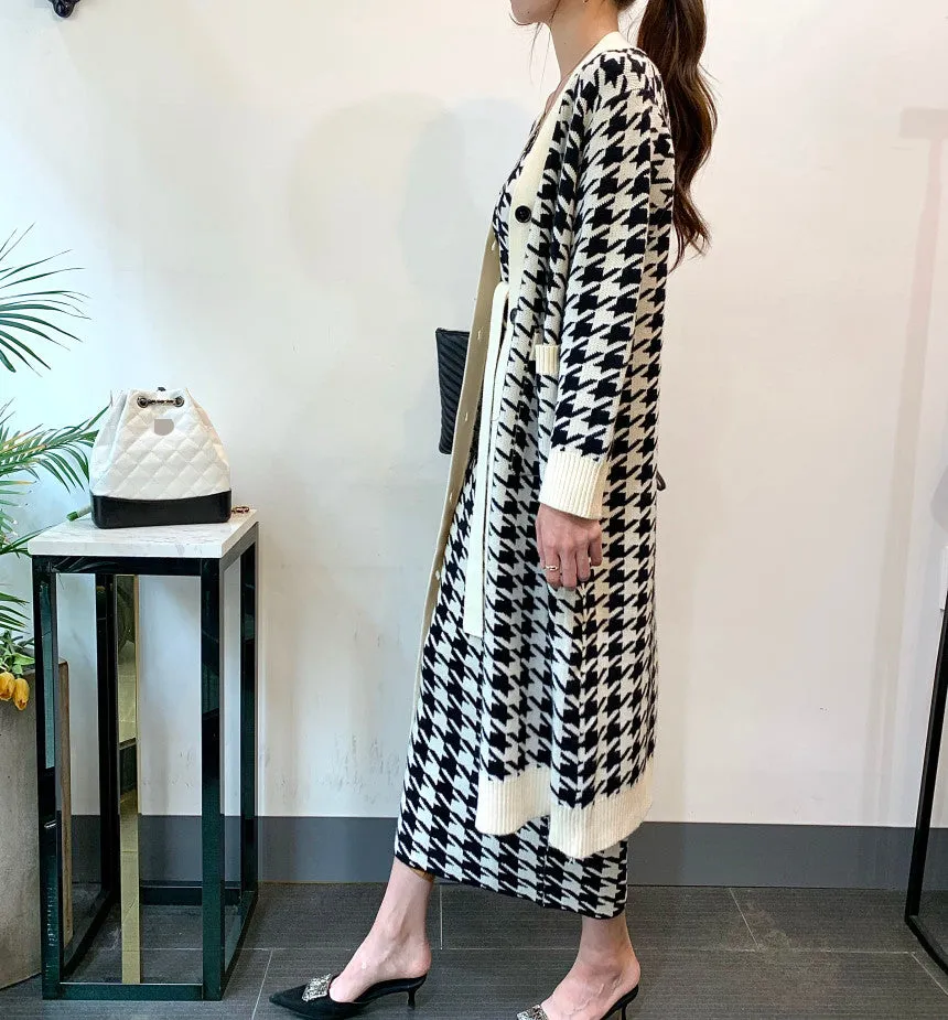 Veronica Luxury Woolen Dress with Long Cardigan