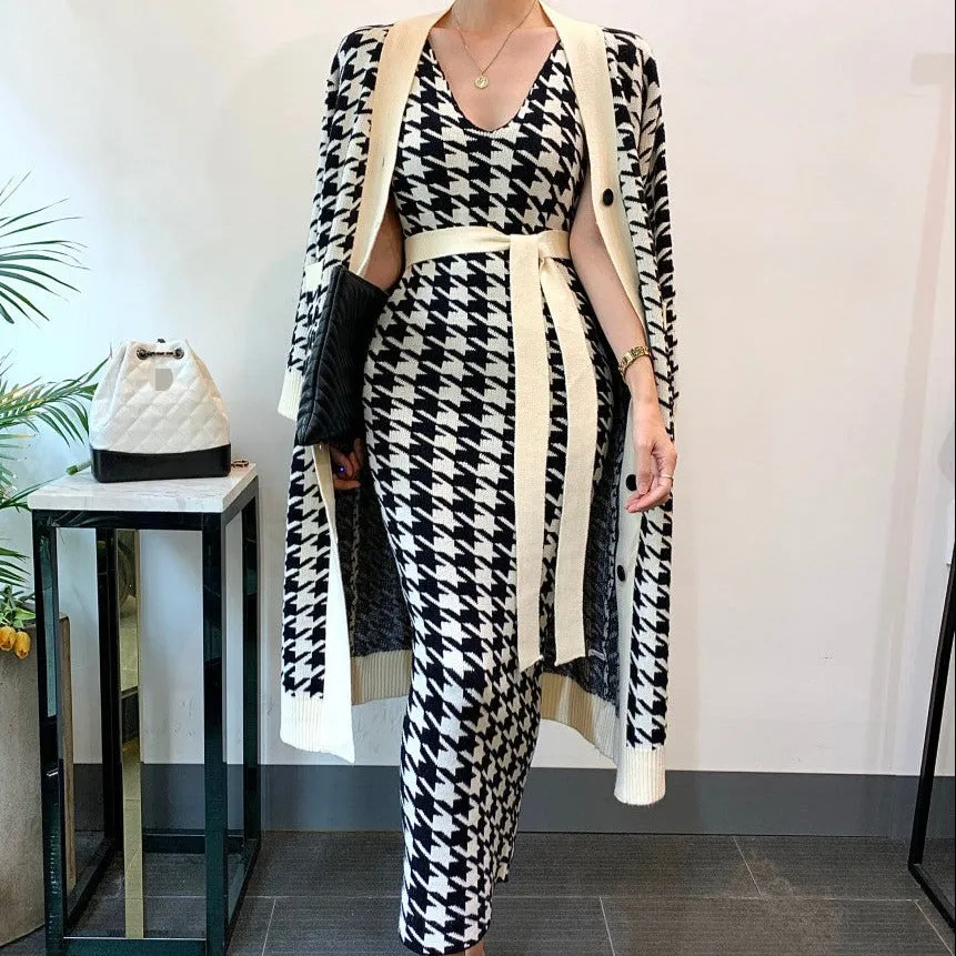Veronica Luxury Woolen Dress with Long Cardigan