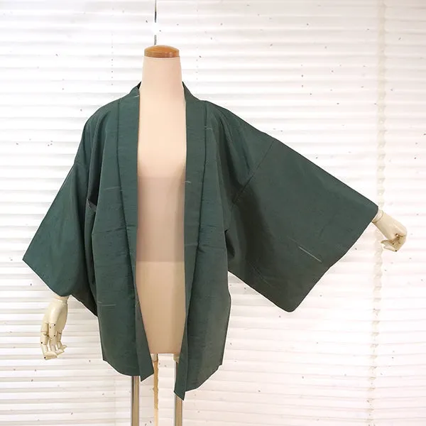 Vintage Haori Kimono Jacket Silk, Green base, Striped Haori