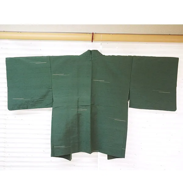 Vintage Haori Kimono Jacket Silk, Green base, Striped Haori
