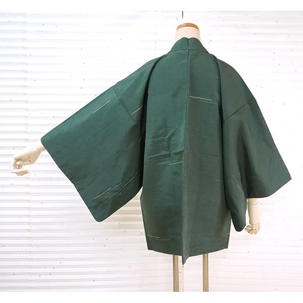 Vintage Haori Kimono Jacket Silk, Green base, Striped Haori
