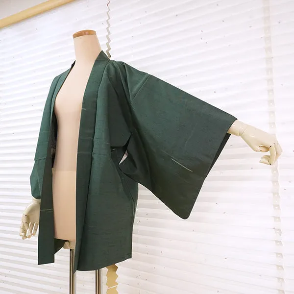 Vintage Haori Kimono Jacket Silk, Green base, Striped Haori