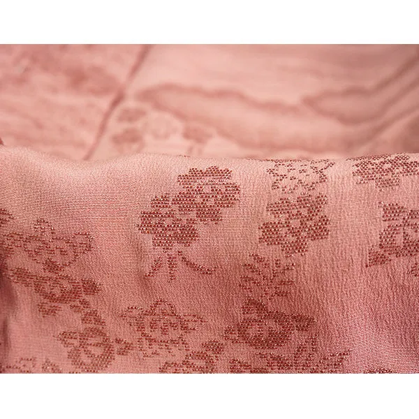 Vintage Haori Kimono Jacket Silk, Orangey-Pink  base,  cherry blossoms