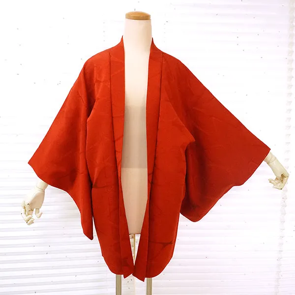 Vintage Haori Kimono Jacket Silk, Vivid Red base, Waves and Rippling Water Motif