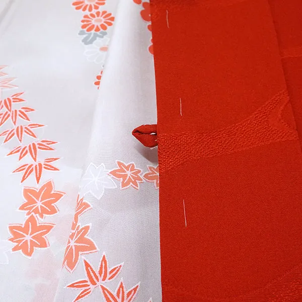 Vintage Haori Kimono Jacket Silk, Vivid Red base, Waves and Rippling Water Motif