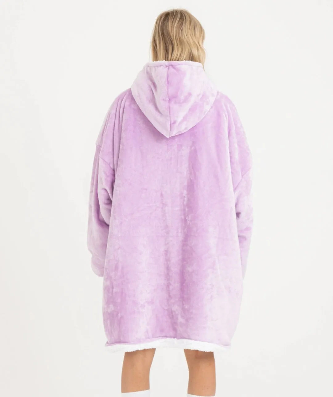 Winter Warm Soft Velour Hoodie Blanket Pocket Big Soft Robe Bathrobe Sweatshirt