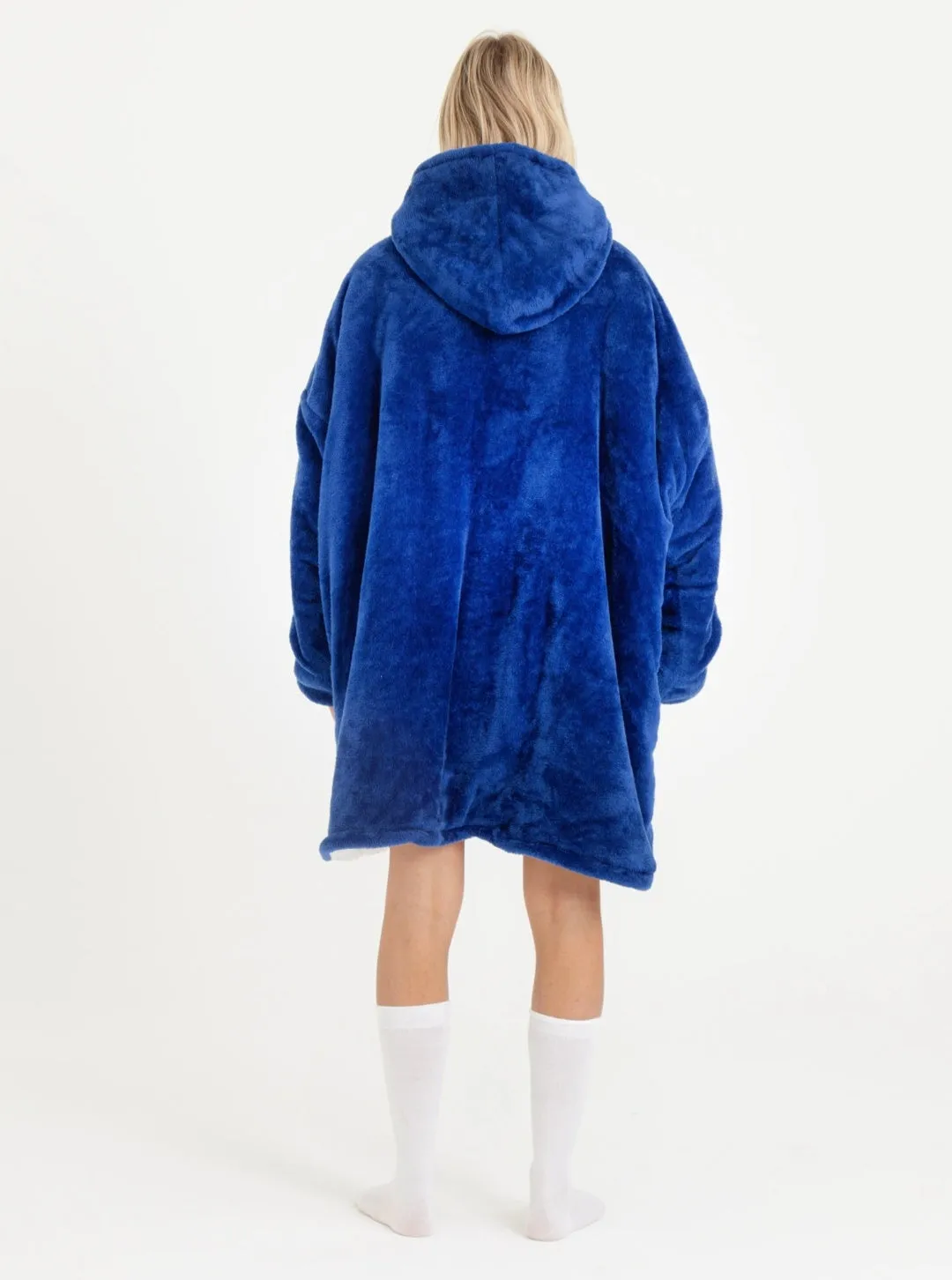 Winter Warm Soft Velour Hoodie Blanket Pocket Big Soft Robe Bathrobe Sweatshirt