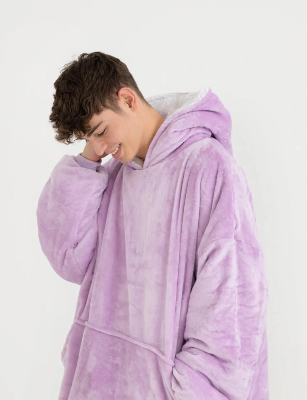 Winter Warm Soft Velour Hoodie Blanket Pocket Big Soft Robe Bathrobe Sweatshirt