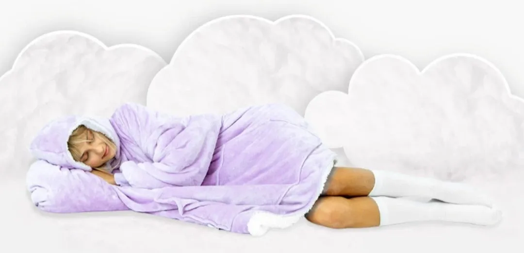 Winter Warm Soft Velour Hoodie Blanket Pocket Big Soft Robe Bathrobe Sweatshirt