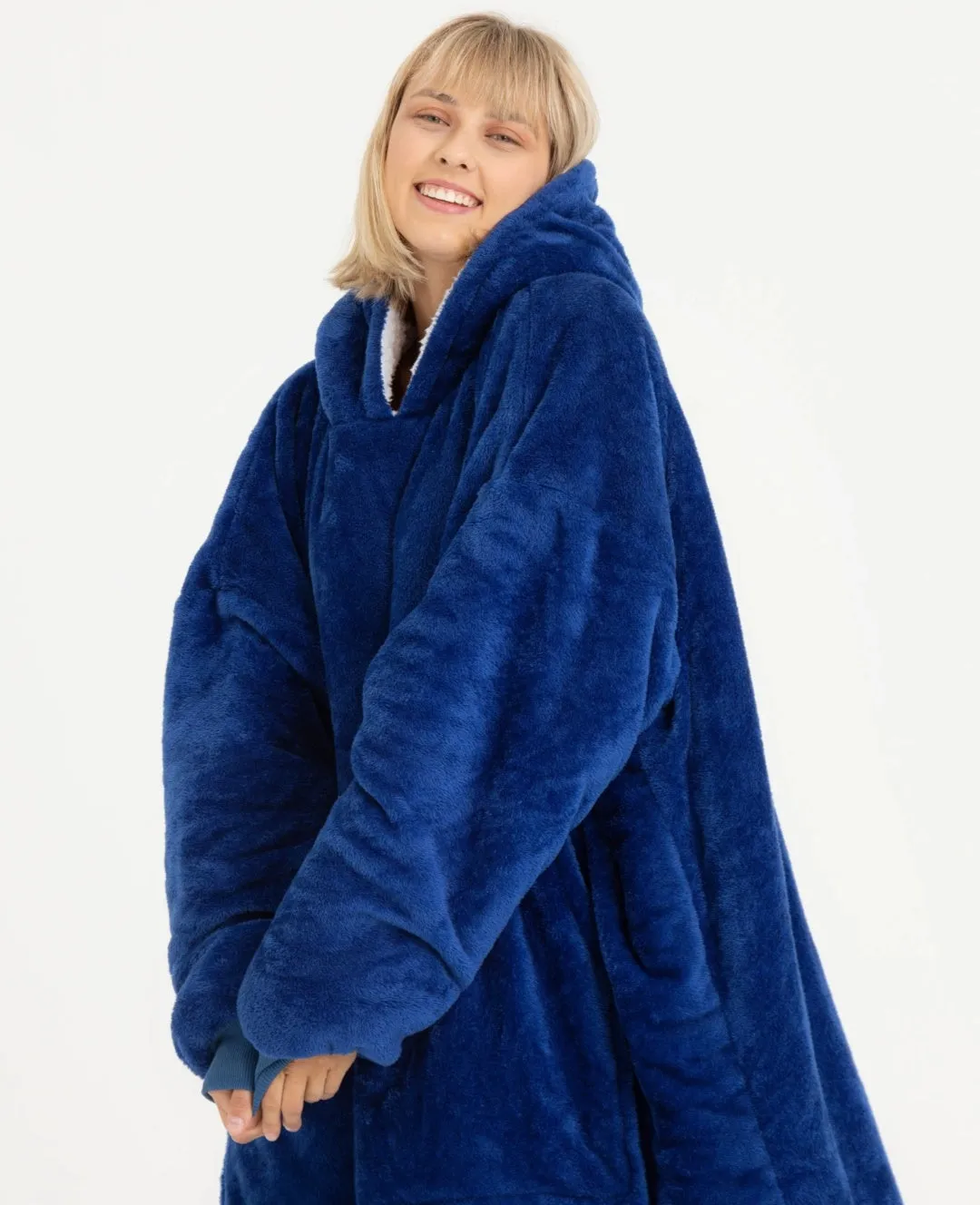 Winter Warm Soft Velour Hoodie Blanket Pocket Big Soft Robe Bathrobe Sweatshirt