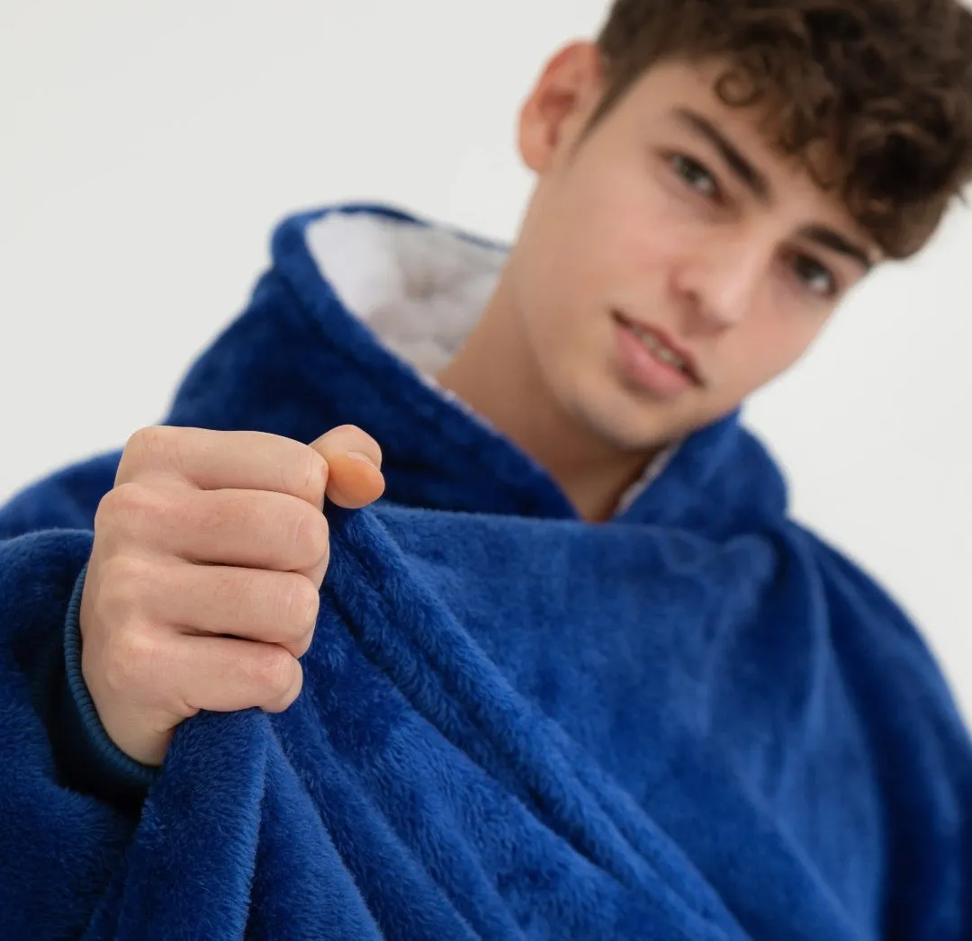 Winter Warm Soft Velour Hoodie Blanket Pocket Big Soft Robe Bathrobe Sweatshirt