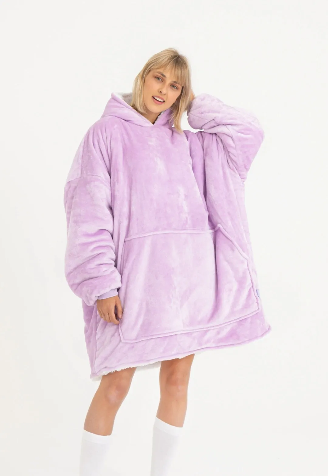Winter Warm Soft Velour Hoodie Blanket Pocket Big Soft Robe Bathrobe Sweatshirt